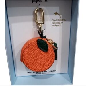 Viral Piper K Orange Bag Charm leather Key Chain AirTag holder